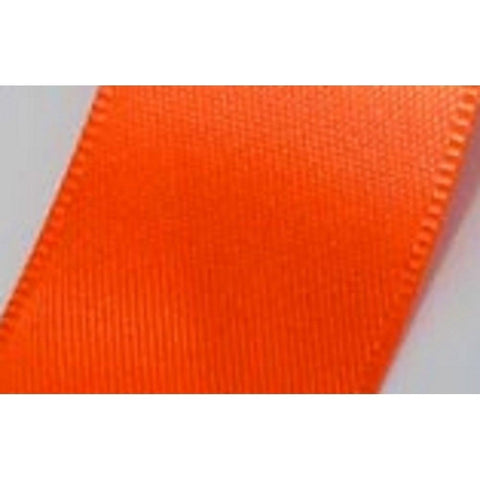 7mm x 20m Double Faced Poly Satin Ribbon Roll - Flo Orange
