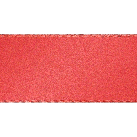 15mm x 20m Double Faced Poly Satin Ribbon Roll - Coral - Limited Stock