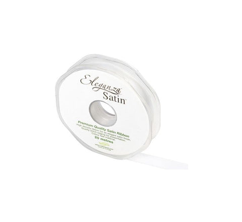 Eleganza Double Faced Satin Ribbon 15mm x 20m - WHITE ROLL