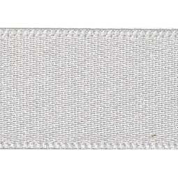 15mm x 20m Double Faced Poly Satin Ribbon Roll - Silver Grey Silver Edge