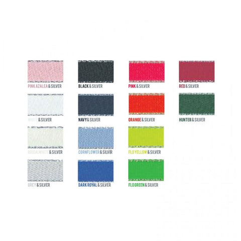 15mm x 20m Double Faced Poly Satin Ribbon Roll - Pink Azalea Silver Edge