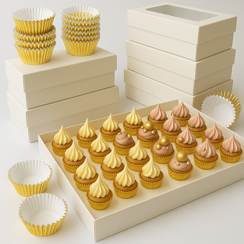 5 x Olbaa 24 Mini Deep Cupcake Box & 100 Mini Cupcake Cases Combo