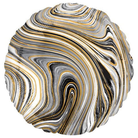 18 INCH BLACK MARBLEZ ROUND FOIL BALLOON