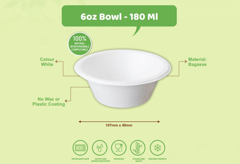 6oz Bagasse bowls (Pack of 50)