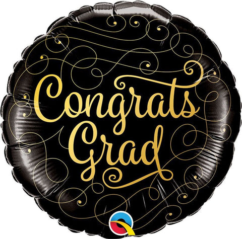 18in Congrats Grad Gold Doodles Foil Balloon