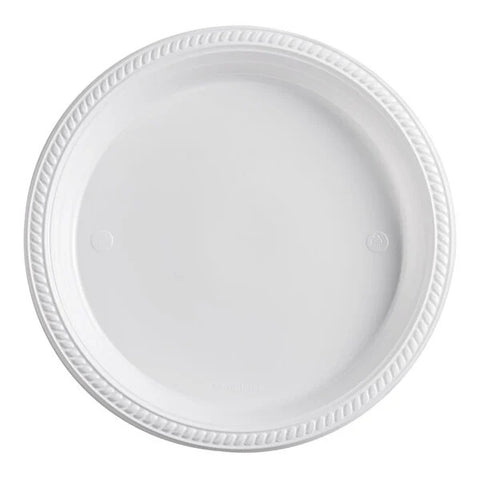 25cm White Plastic Plates (Pack of 100)
