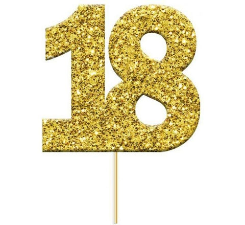 Glitter no.18 Gold cupcake topper 12pk