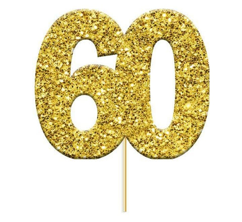 Glitter No.60 Gold Cupcake topper 12pk