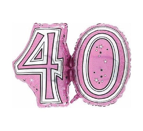 32" 40th Pink Foil Balloon