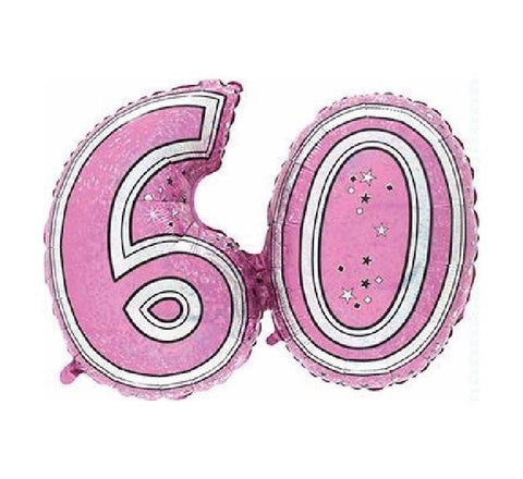 32" 60th Pink Foil Balloon