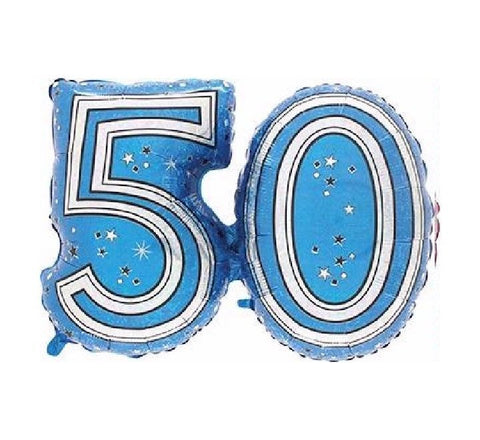 32" 50th Blue Foil Balloon