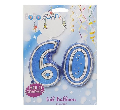 32" 60th Blue Foil Balloon