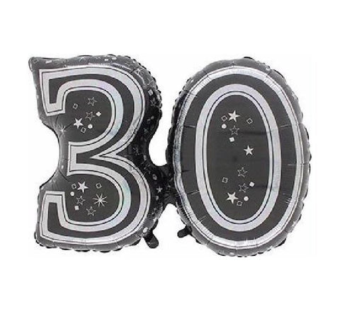 32" 30th Black Foil Balloon