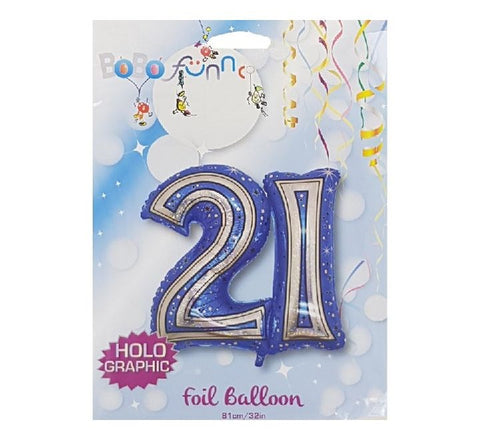 32" 21st Blue Foil Balloon