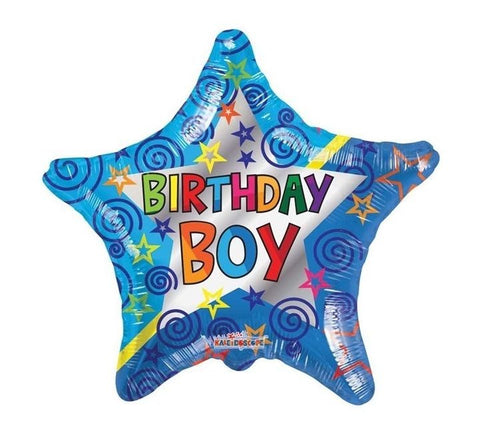 18"  Star Birthday Boy  Foil Balloon