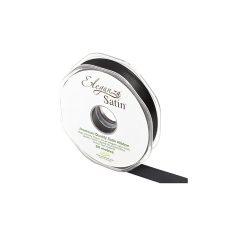 15mm Poly Satin Ribbon - Black 25m