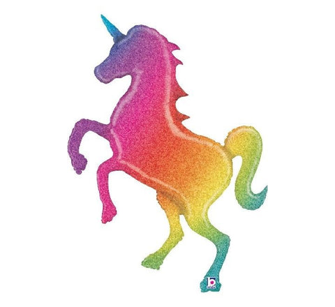 54" Glitter Rainbow Unicorn Foil Balloon