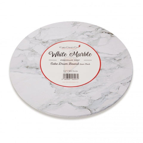 8" Glossy White Luxury Marble Design Premium MDF Cake Board 6mm Thick