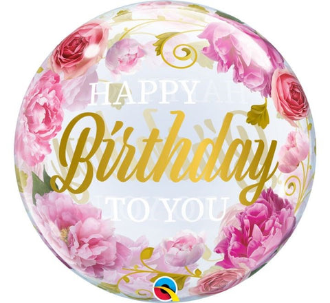 Floral Happy Birthday Bubble Balloon