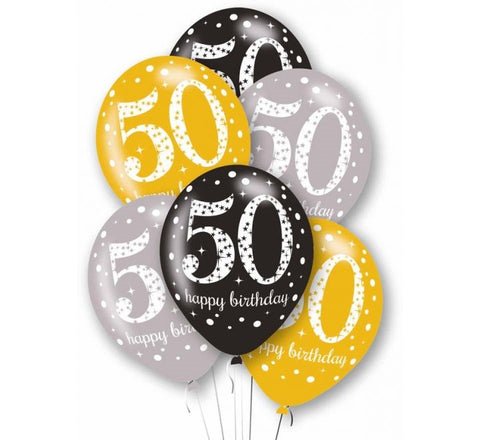 27cm Age 50 Latex Balloons (6pk)