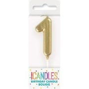 Mini Gold Pick numeral candle