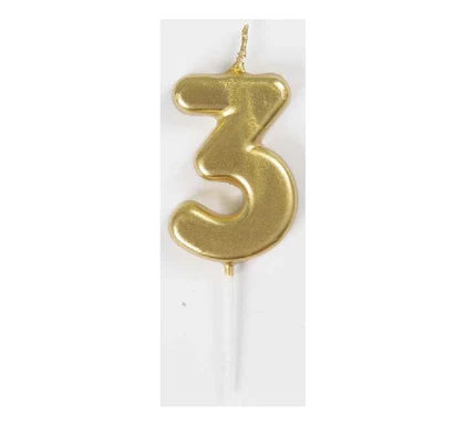 Mini Gold Pick numeral candle