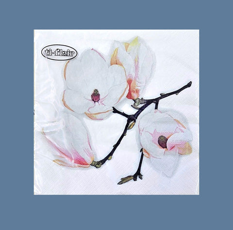 Tiflair White Magnolia Lunch Napkins (3 ply)