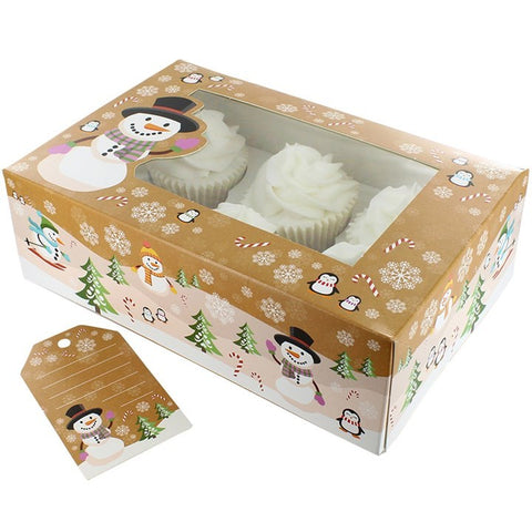 6/12 Cupcake Box & Gift Tag - Snowman