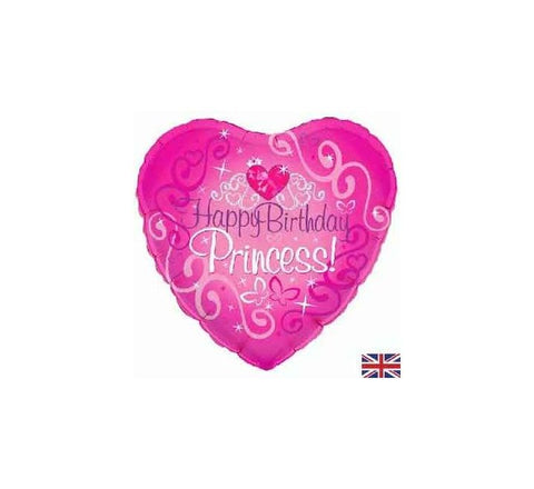 18" Heart Happy Birthday Princess Foil Balloon