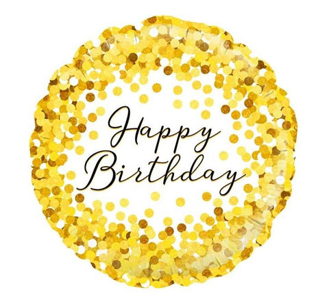 18" Gold Dot Happy Birthday Foil Balloon