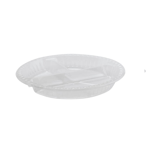 27cm 3 Compartment Round Clear Plates (Pack of 25)