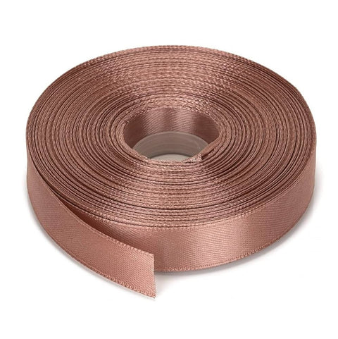 25mm x 20m Double Faced Poly Satin Ribbon Roll - Copper Lame