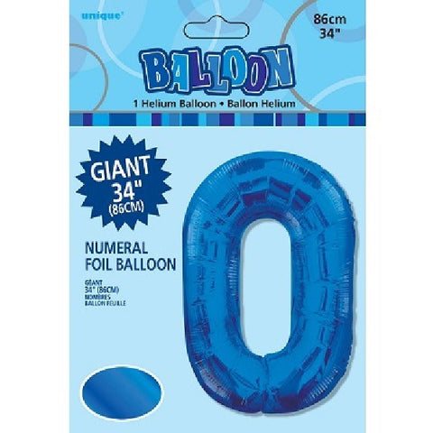 34" 0 Blue Foil Balloon