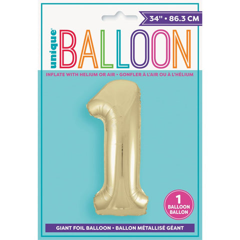 34" 1 Gold Foil Balloon