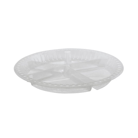 27cm 5 Compartment Round Clear Plates (Pack of 25)