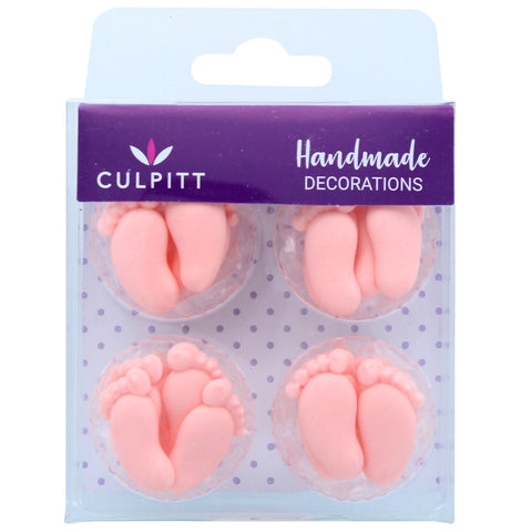 Pink Feet Edible Decorations - Pack of 12 []