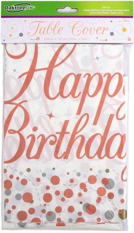 Happy Birthday Sparkling Fizz Rose Gold Table cover