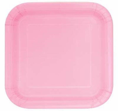 9" Lovely Pink Square Plates (Pack of 14)