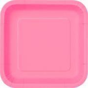 9'' Hot Pink Square Plates (Pack of 14)