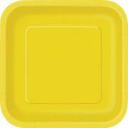 9'' Yellow Square Plates (Pack of 14)