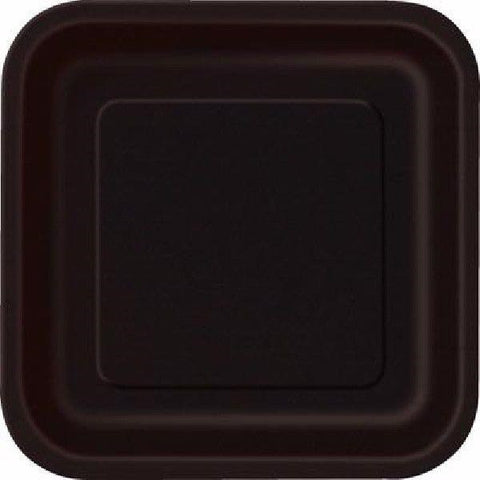 9" Midnight Black Square Plates (Pack of 14)