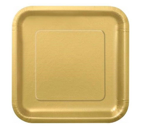 9'' Gold Square Plates (Pack of 14)