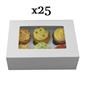 3 X White Cupcake Box Holds 6 - PK OF 25