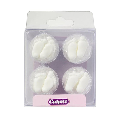 White Pairs of Feet Edible Decorations - Pack of 12 Pairs []