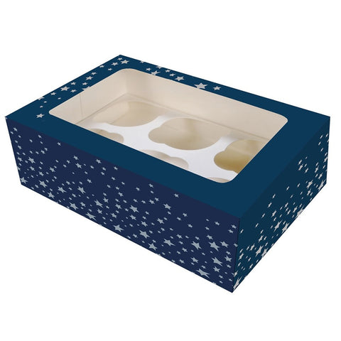 6 Cupcake Box -Starry Night