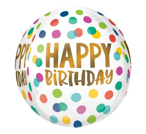 OrbzPolka Dot Happy Birthday Balloon