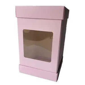 Olbaa 10"x14" Tall Window Cake Box - Blossom Pink