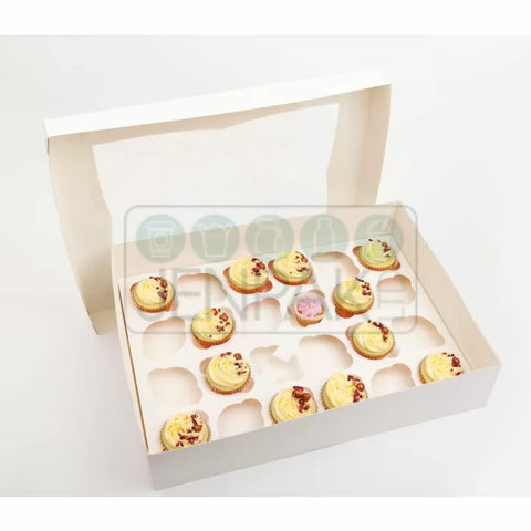 Standard Window White Cupcake Box Holds 24 - (Single)