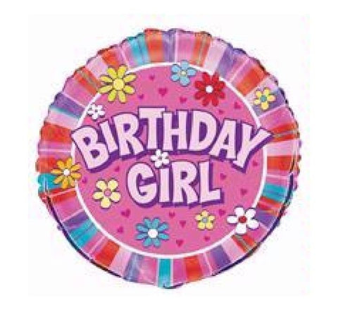 18" FUCHSIA Birthday Girl Foil Balloon