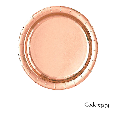 7" Rose Gold Party Plates - 1x8